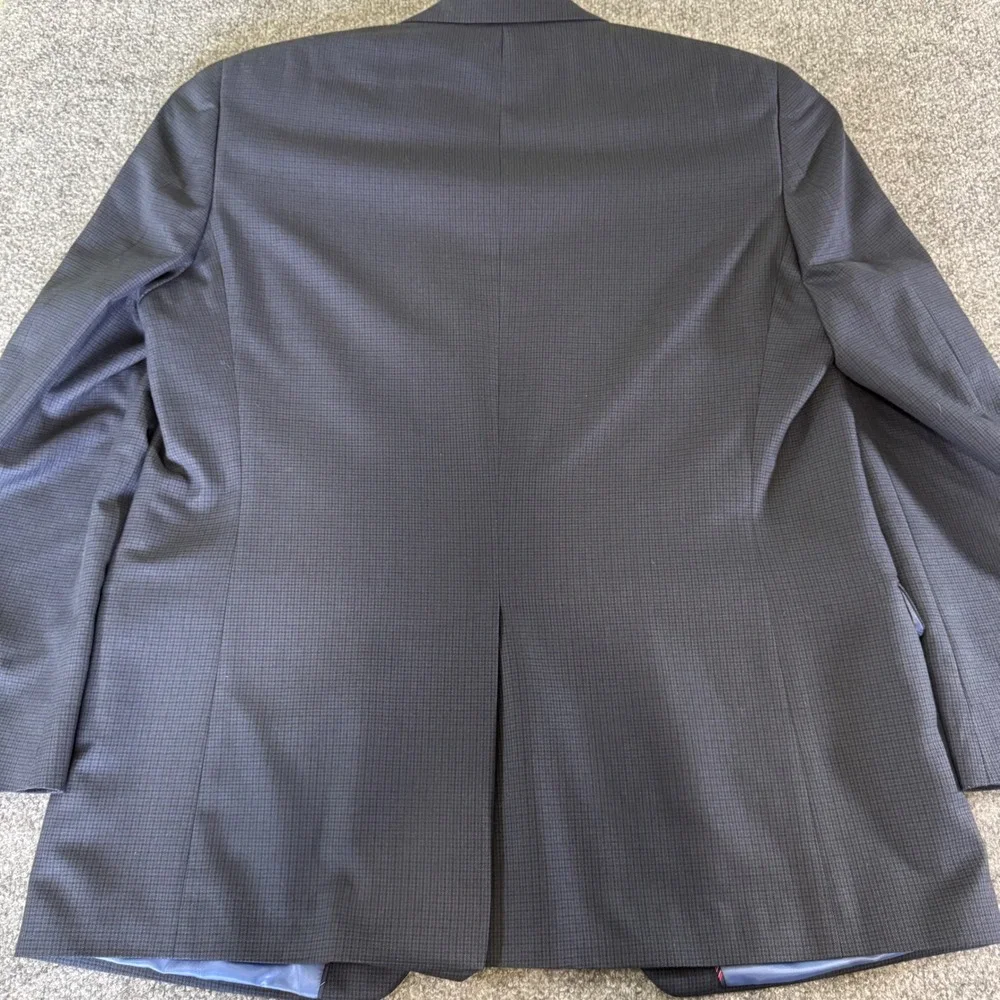 Chaps Blazer Jacket Mens 44L Sport Coat Poly Rayon Regular Fit Blue Micro Check